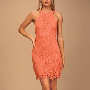 Lulu's Love Poem Lace Dress in Coral